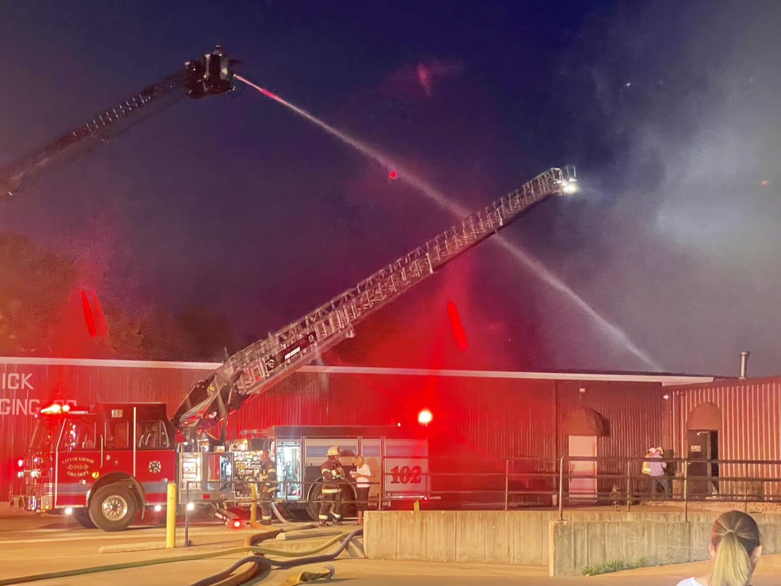 Firefighters from seven area departments battled fire in Galion