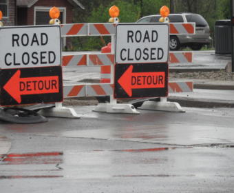 Road closed sign