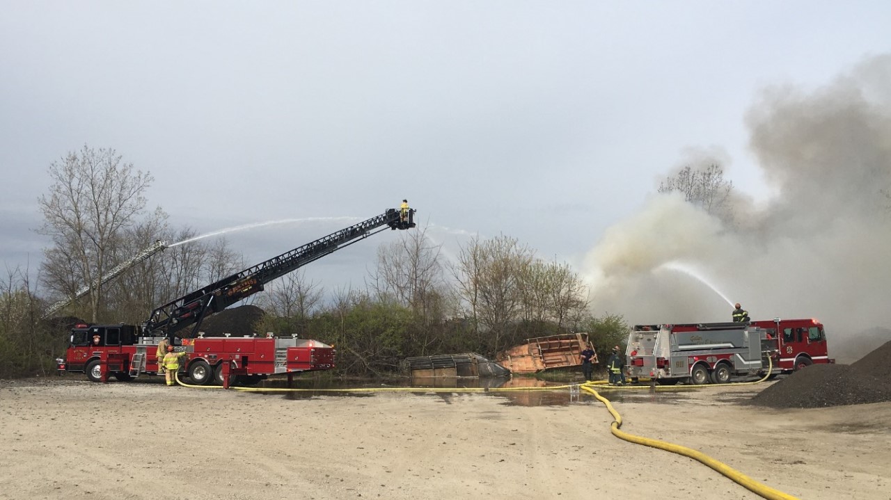 Crews battle rubber-fueled inferno Crews battle rubber-fueled inferno