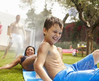 Children playing in the sun on the Summer Solstice.