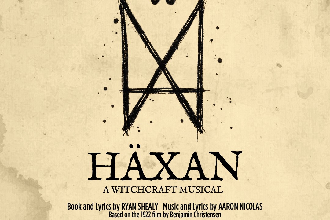 Poster for Häxan: A Witchcraft Musical, with a large geometric sigil and credits text.