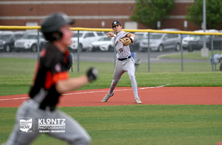 Baseball pitcher in a gray uniform on the mound about to throw, with a blurred batter in the foreground.
