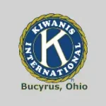 Kiwanis International logo with blue badge and gold rope, and the caption 'Bucyrus, Ohio' underneath