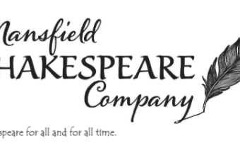 Mansfield Shakespeare Company logo with cursive 'Mansfield' and 'Shakespeare' text and a right-side feather quill.